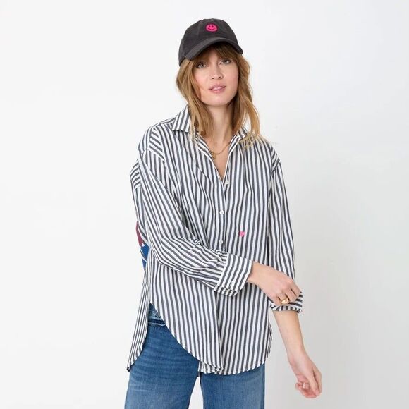 Kerri Rosenthal Maddie House Rules Buttondown Tunic Shirt Top Graphic XL 283403 - Picture 1 of 9